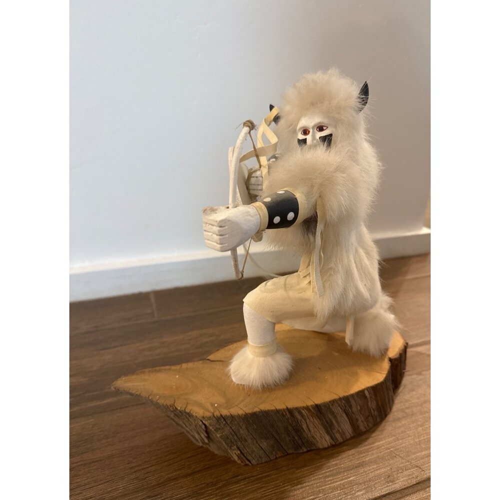 Vintage Vera Hudson Kachina Buffalo Warrior Handcrafted Figurine Sculpture White